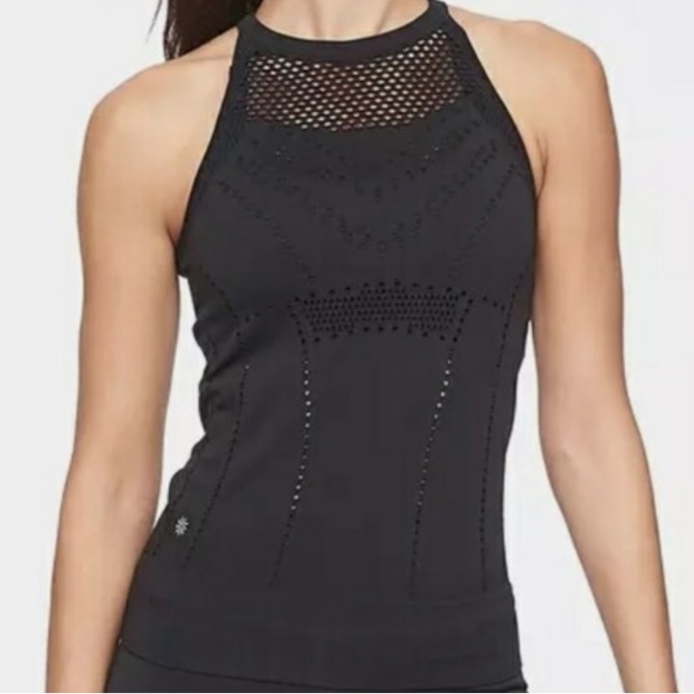 Athleta Diamond Mesh Trophy Tank Athletic Sleeveless Top Black Size L
